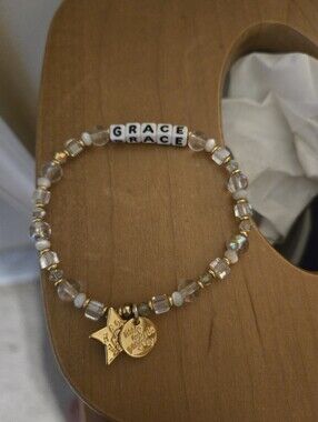 Little Words Project GRACE Beaded Charm Bracelet with Gold Accents